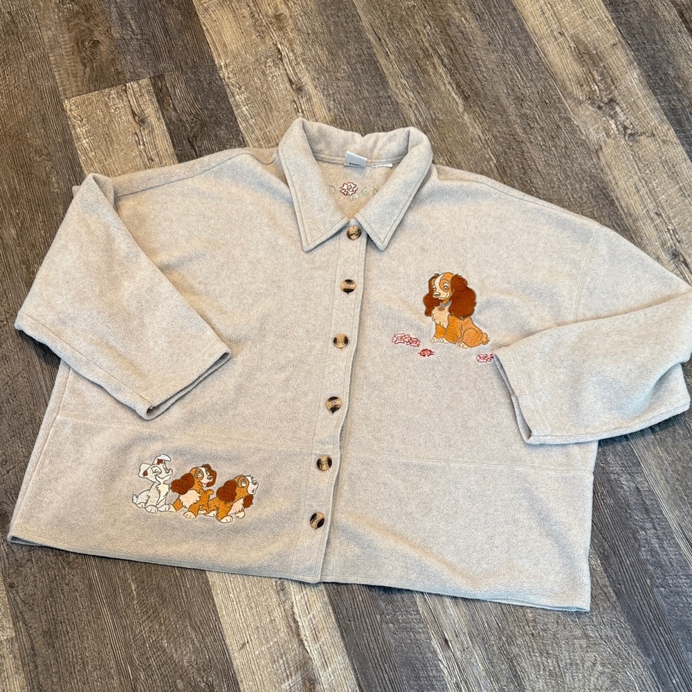 Disney Tan Teddy Jacket with Embroidered Characters Vintage Button Up Size 3X? - Picture 7 of 9